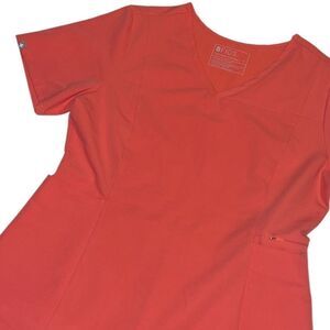 Figs Amapa Coral V Neck Slim Fit Scrub Top Size Medium